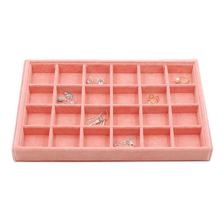 Larege Size Pink Earring Showcase Display Case Luxury Wood Velvet Hook Necklace Bracelet Ring Body Jewelry Storage Display Tray
