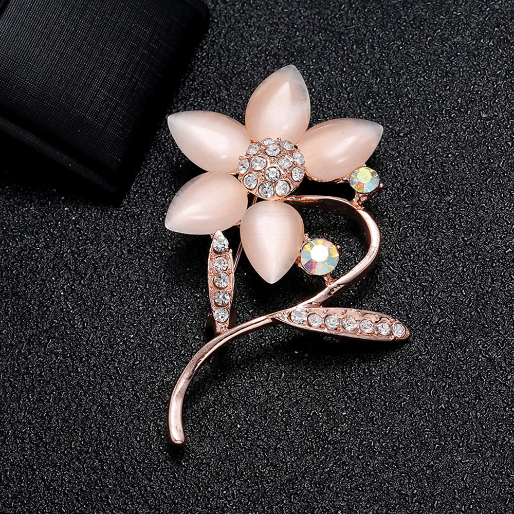 women opal stone cat flower butterfly knot rose flower charm pin brooch brooches women