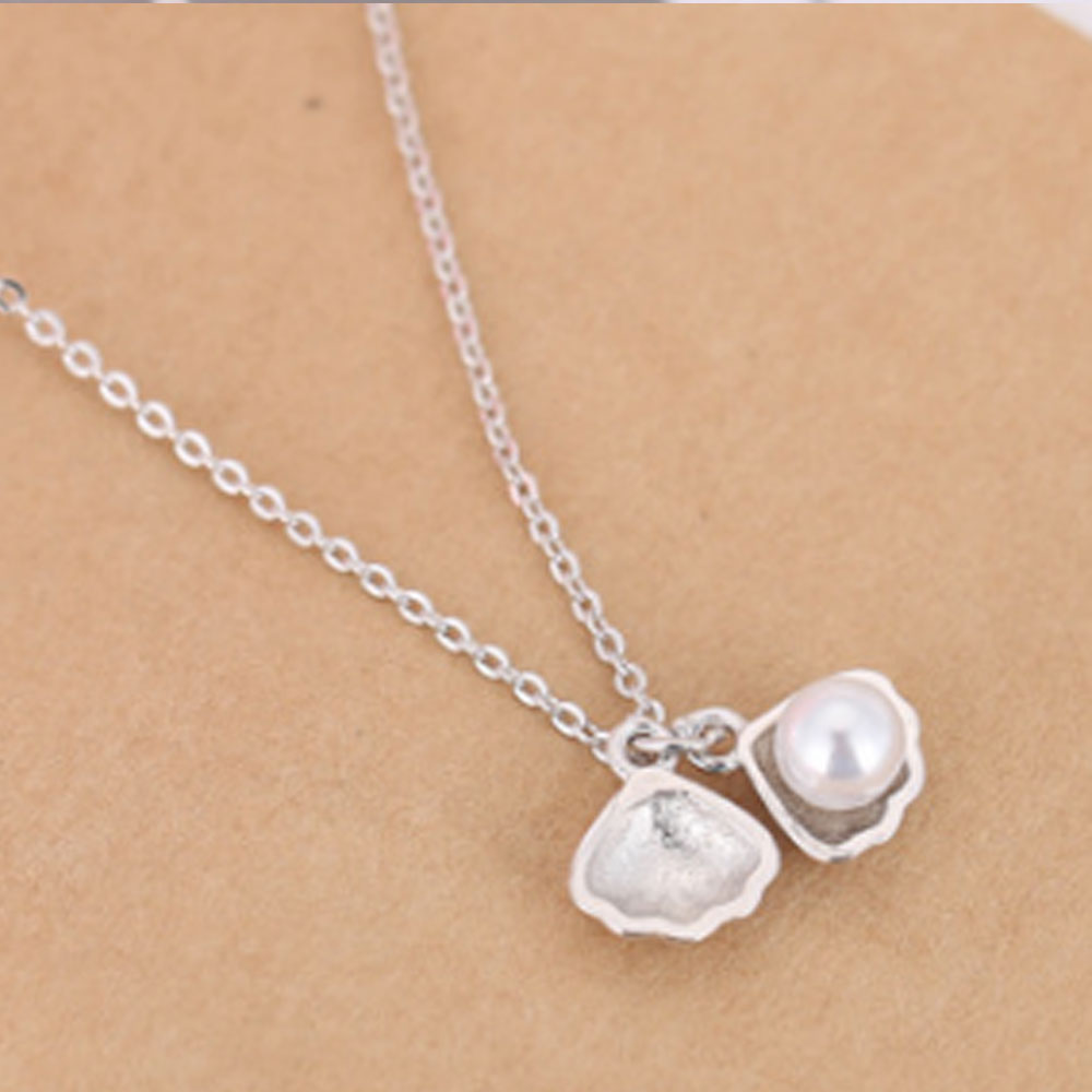 thirty percent 925 sterling silver with alloy mixture abs pearl necklace in oyster shell pendant necklace