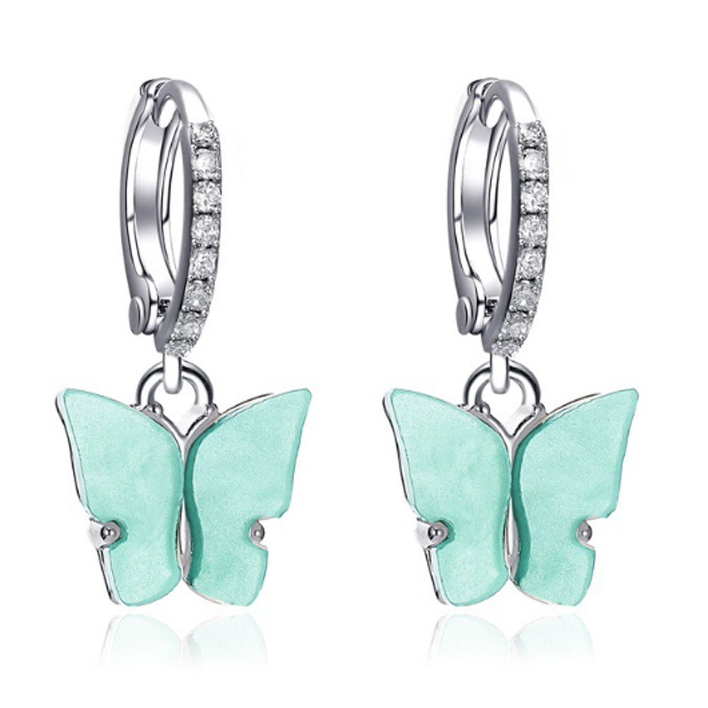 white pink red blue blue butterfly earrings new design huggie hoop acrylic