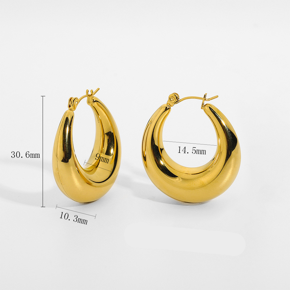 stainless steel elegant geometric bold hoop earring jewelry hoops women 1 buyer
