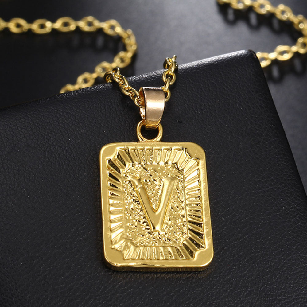 fashion hip hop large alloy gold plated initial necklace alphabet letter necklace jewelry