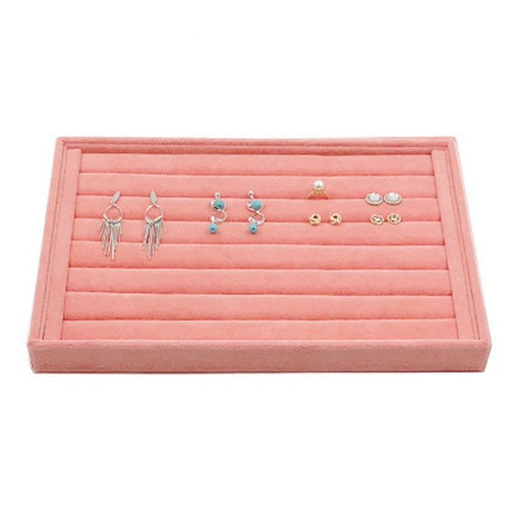 Larege Size Pink Earring Showcase Display Case Luxury Wood Velvet Hook Necklace Bracelet Ring Body Jewelry Storage Display Tray