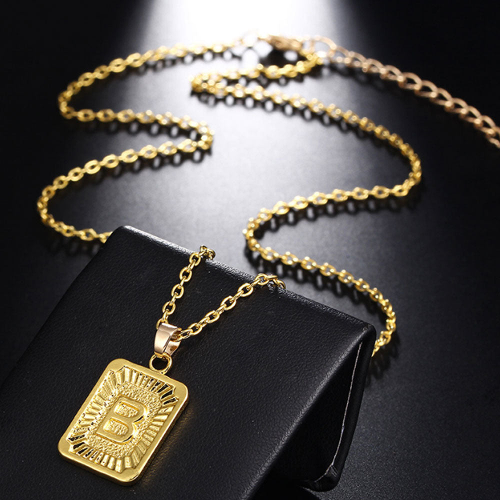 fashion hip hop large alloy gold plated initial necklace alphabet letter necklace jewelry