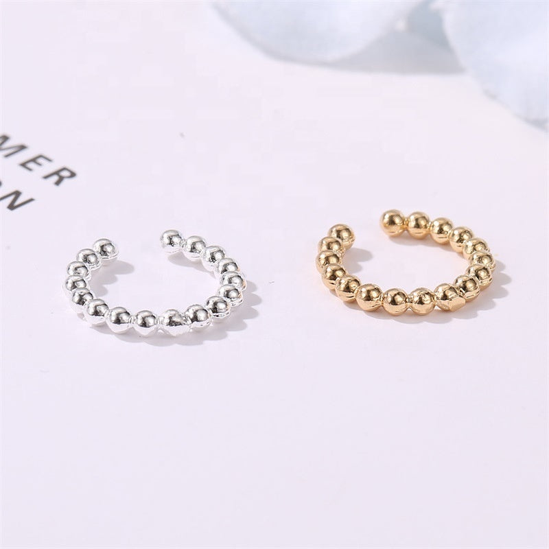 U shaped ear bone clip simple ear clasp beads earrings ear cuff ring clip on earrings