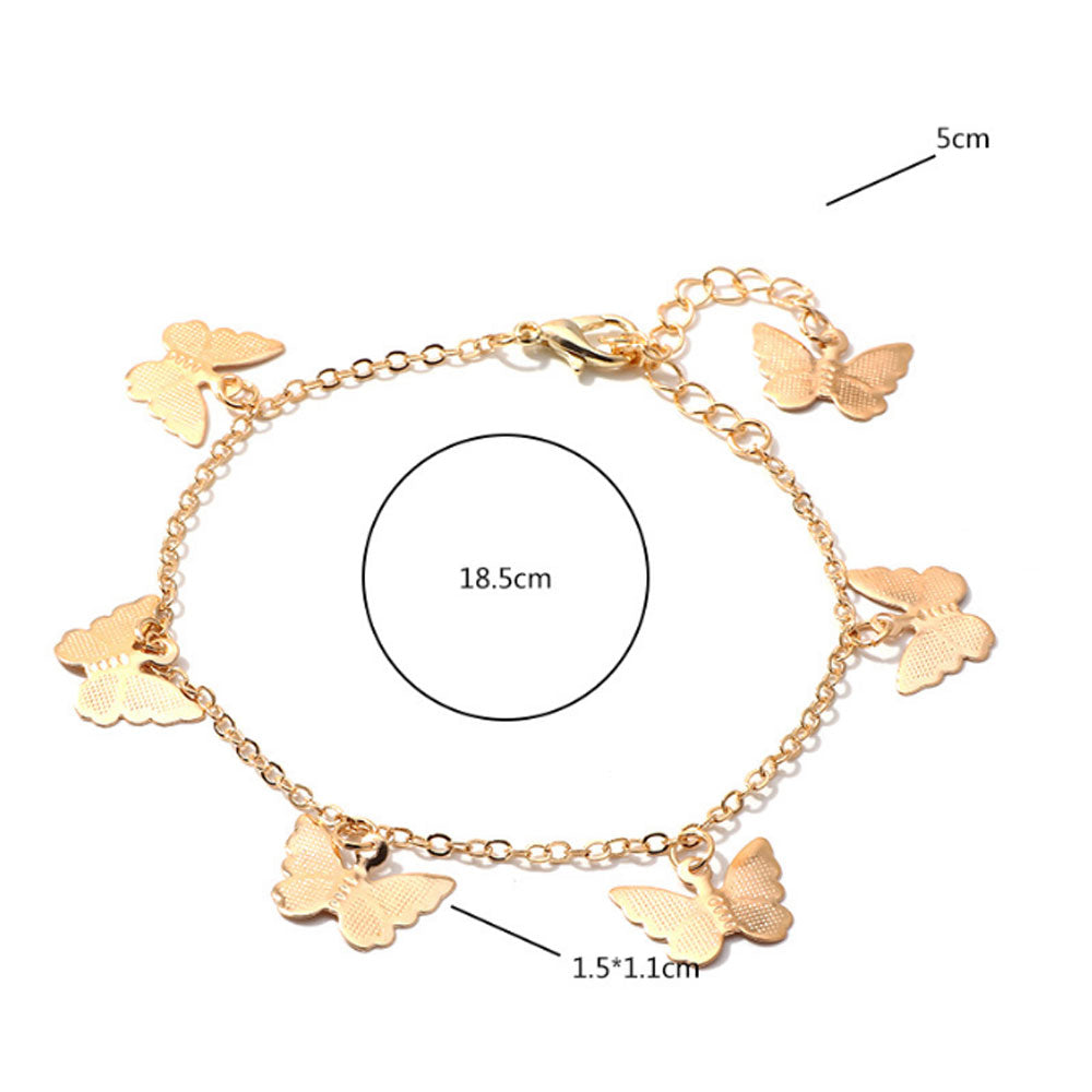 alloy gold and silver plated butterfly charm chain bracelet jewelry