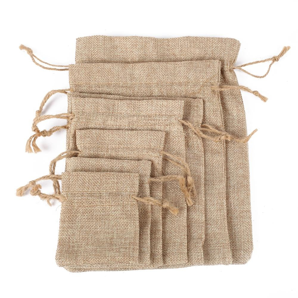 Wholesale Multi Sizes jute sack bag burlap shopping bag linen jewellery pouch hemp drawstring bag for Jewelry Packing