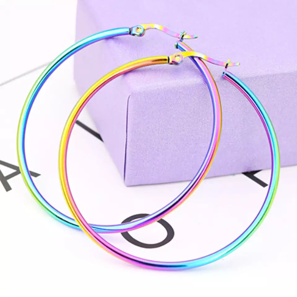 non tarnish stainless steel hoop dangle earring rich colors sizes support diy beaded beads fringe loop hoops etc women earrings