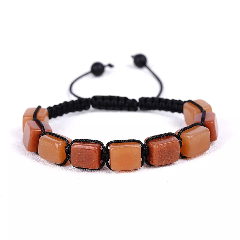 fashion natural 7 chakras gem rectangle stone beads beaded adjustable healing energy yoga bracelet jewelry