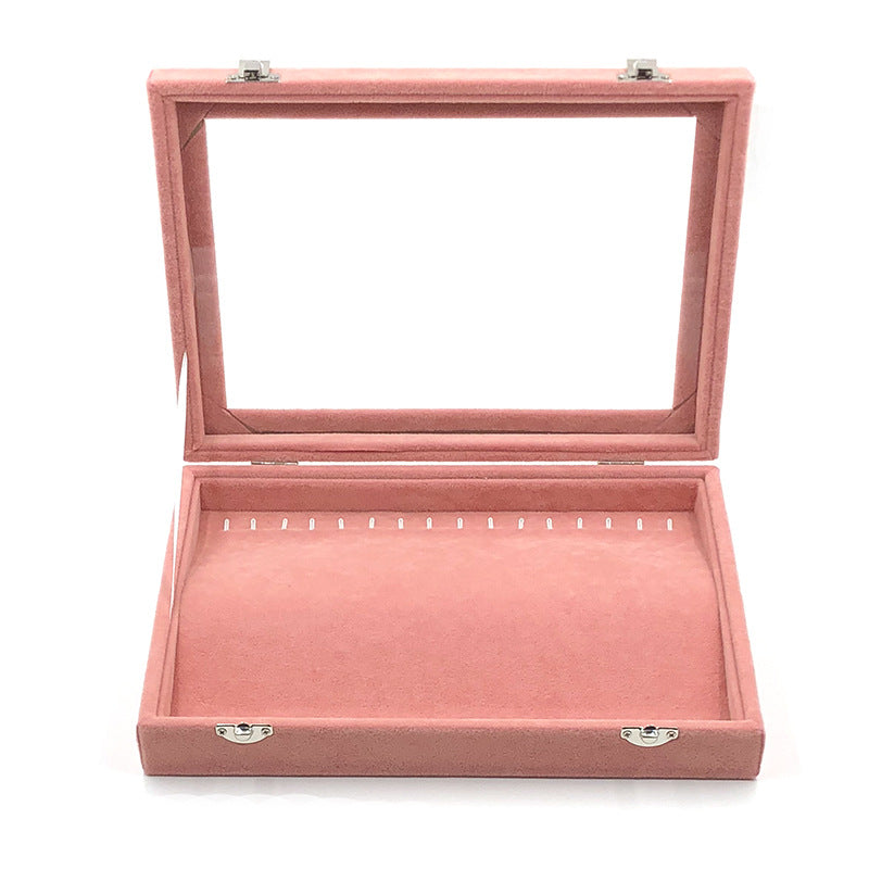 Large size body jewelry bracelet necklace earring ring packaging storage showcase jewelry display tray pink velvet with lid