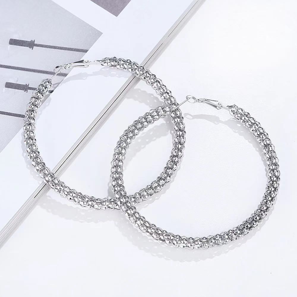 cheap brass alloy Silver gold color 7cm big hoop dangle fashion punk fashion earrings jewelry women