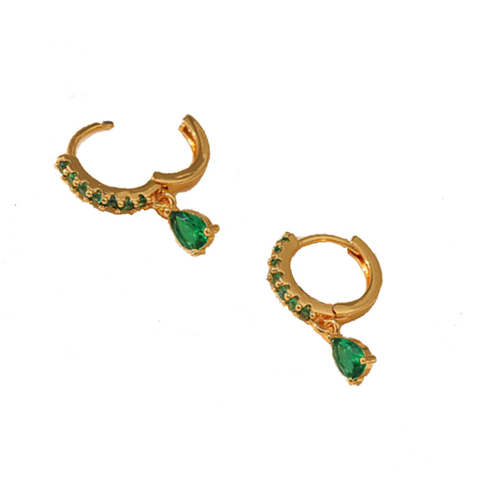 ladies fashion alloy material zircon beads green emerald dangle long earring party performance earrings manufacturer wholesaler