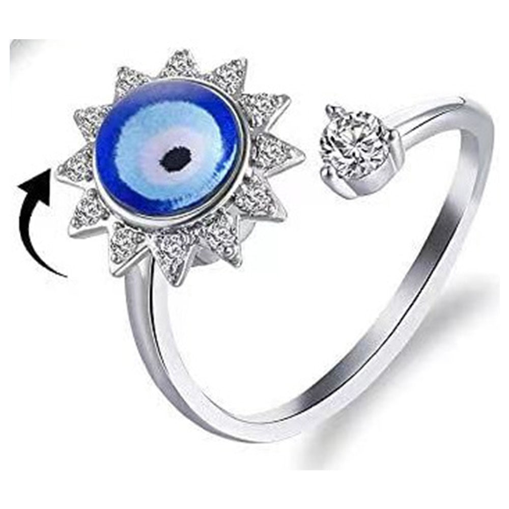 wholesale alloy evil eyes moon star rotatable anxiety fidget relief finger ring jewelry women China Manufacturer Supplier