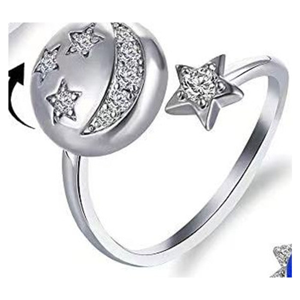 wholesale alloy evil eyes moon star rotatable anxiety fidget relief finger ring jewelry women China Manufacturer Supplier