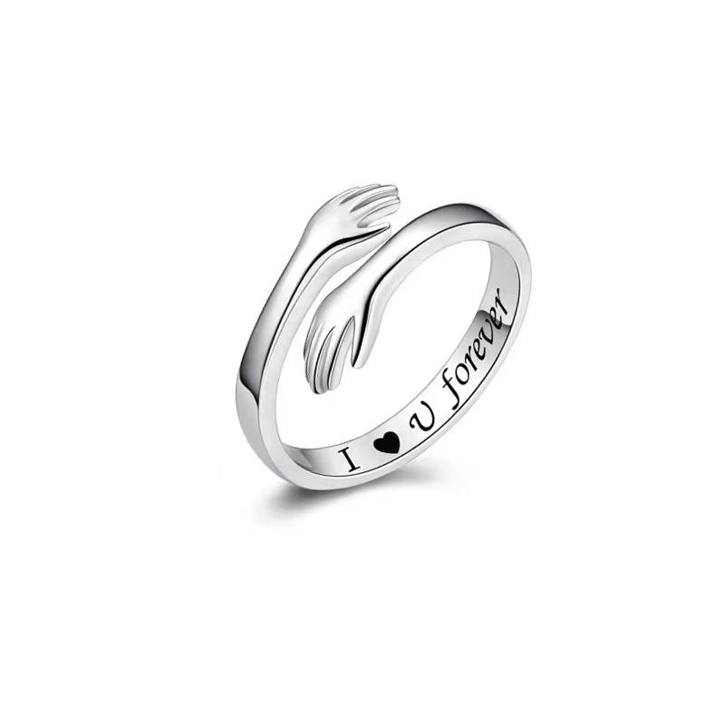 wholesale alloy hug you embrace love you always finger ring jewelry women China Manufacturer Supplier