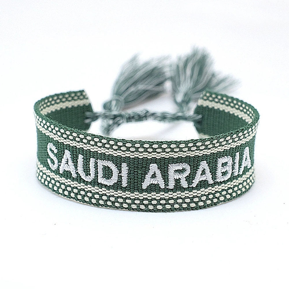 boho handmade adjustable cord women country flag color sports competition country bracelet jewelry