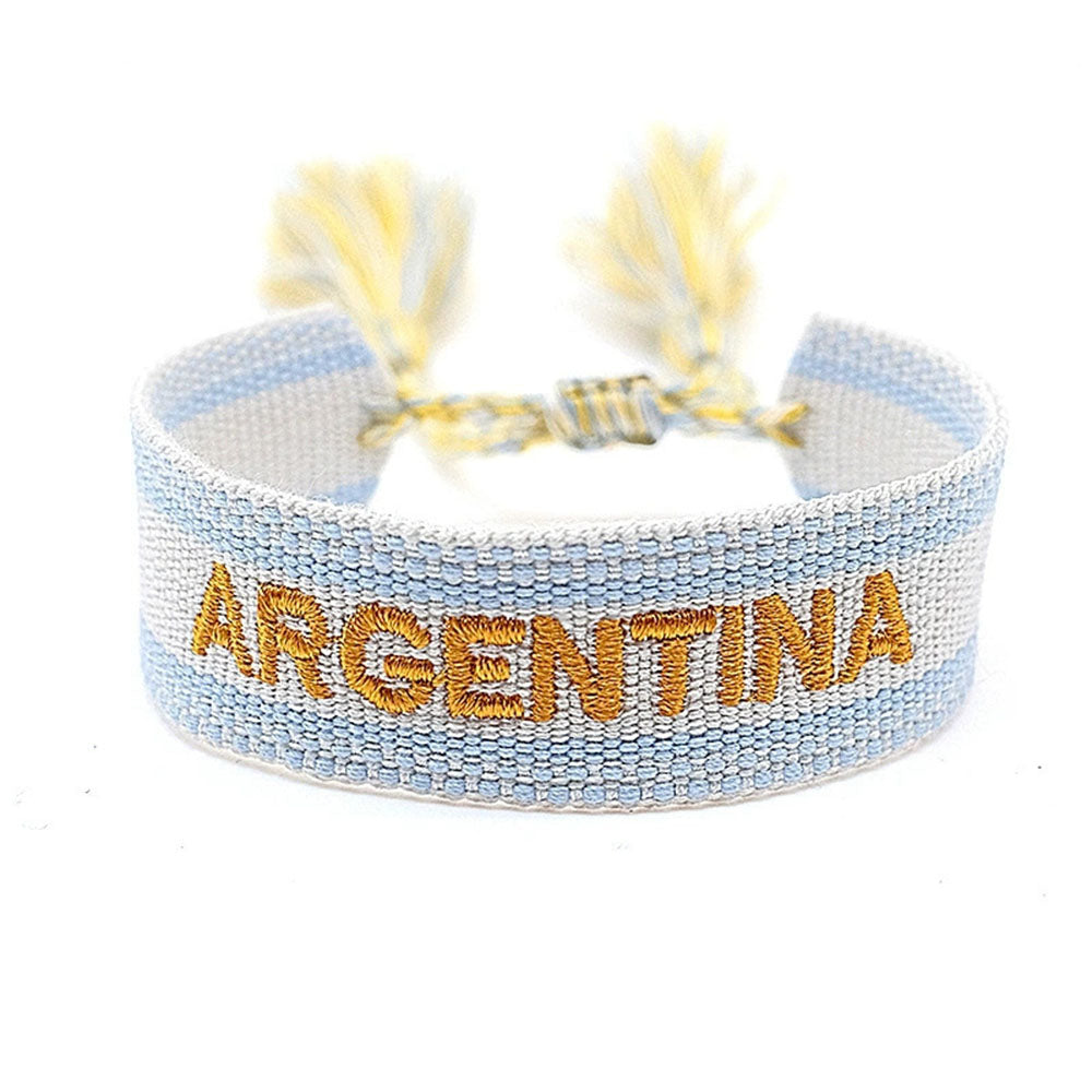 boho handmade adjustable cord women country flag color sports competition country bracelet jewelry