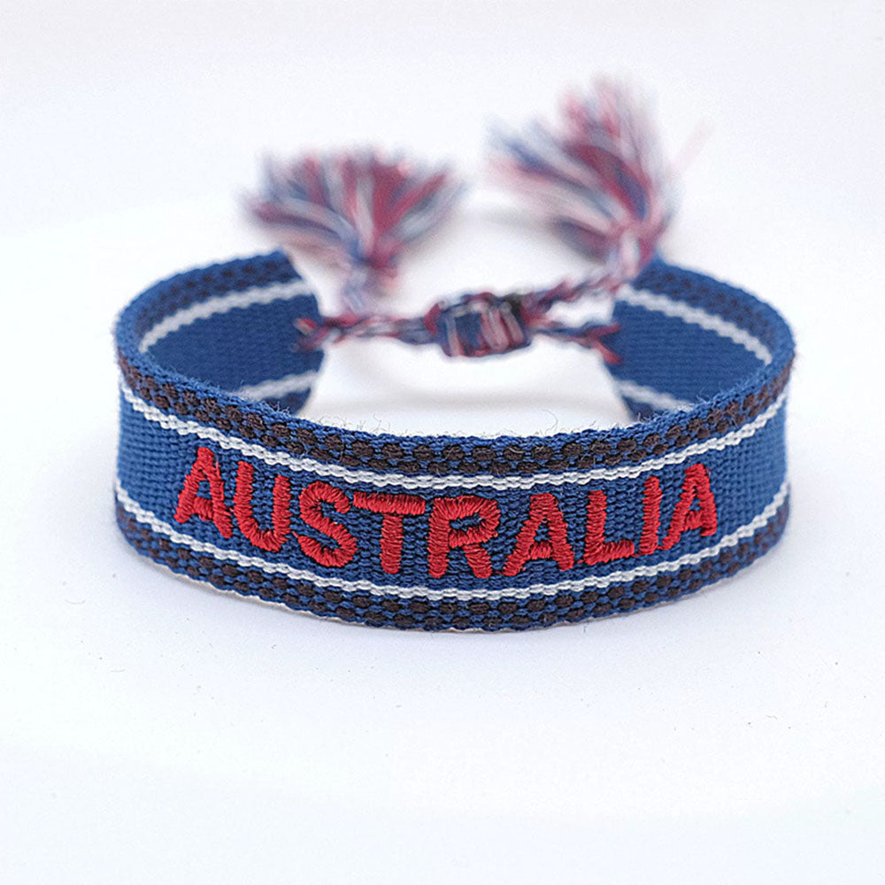 boho handmade adjustable cord women country flag color sports competition country bracelet jewelry