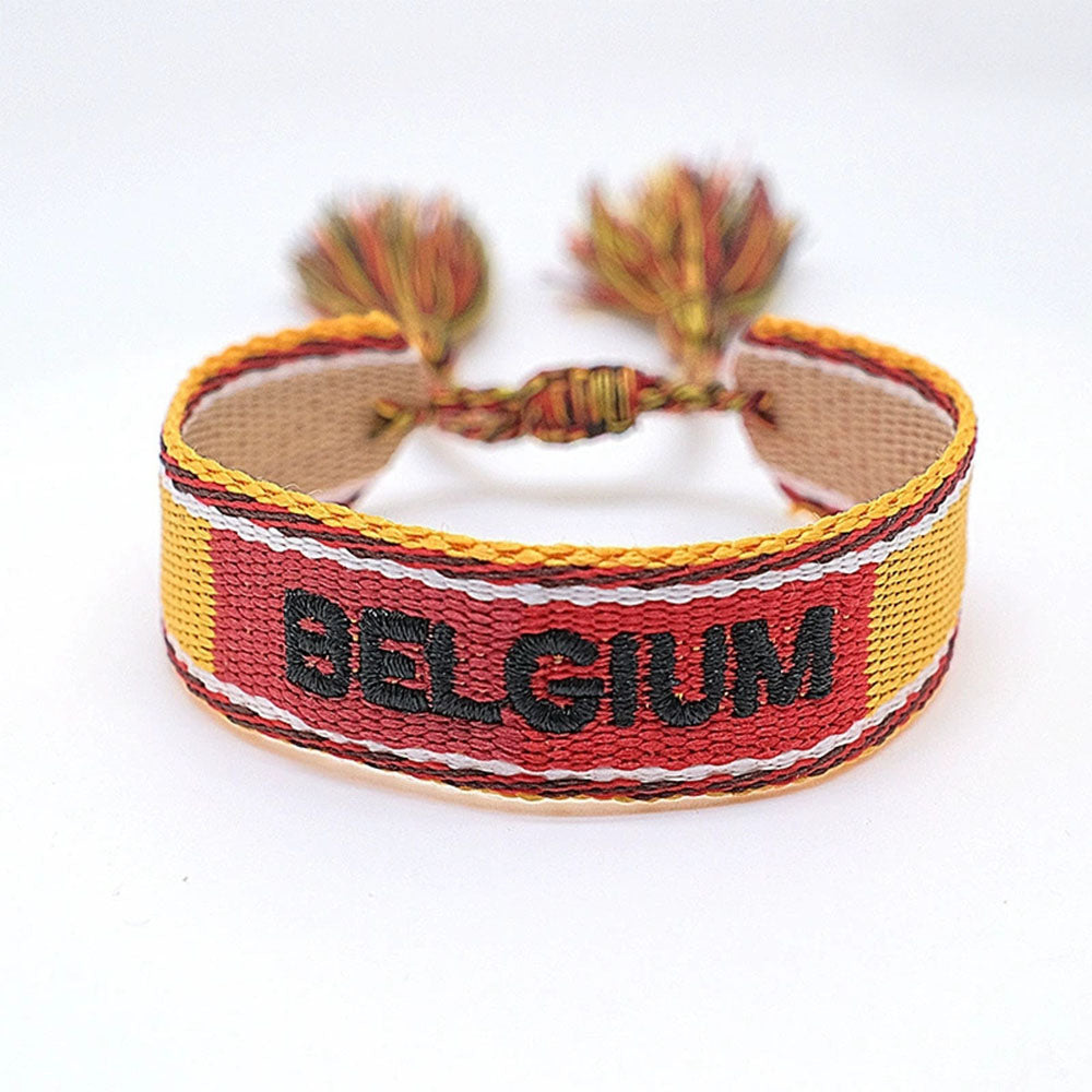 boho handmade adjustable cord women country flag color sports competition country bracelet jewelry