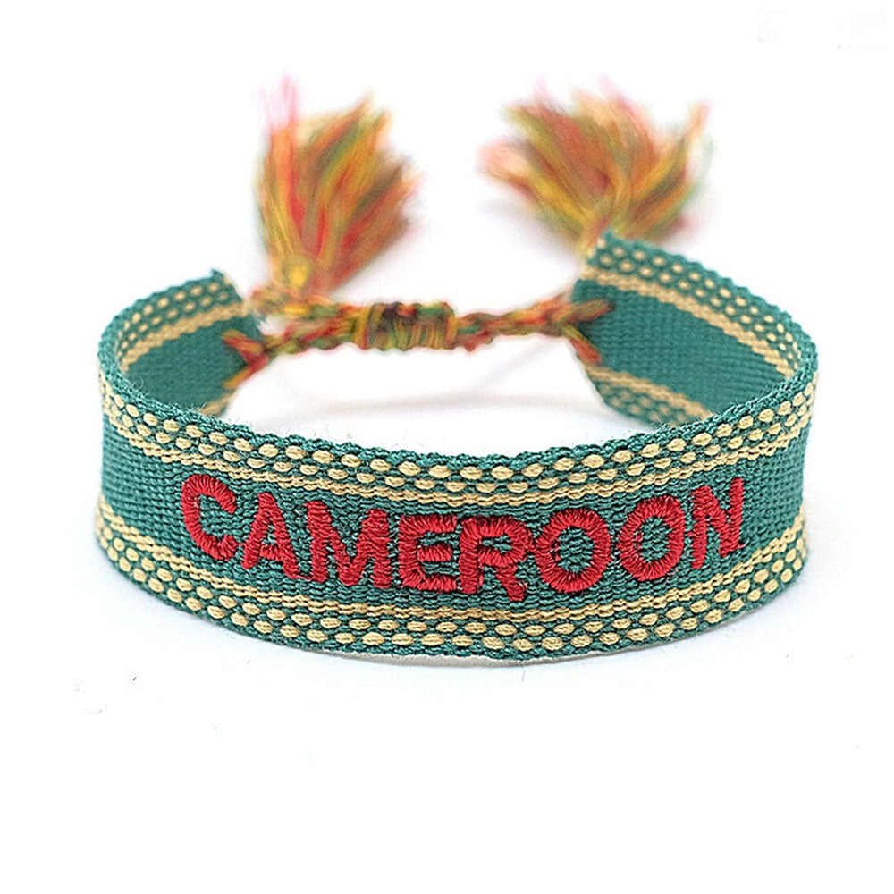 boho handmade adjustable cord women country flag color sports competition country bracelet jewelry