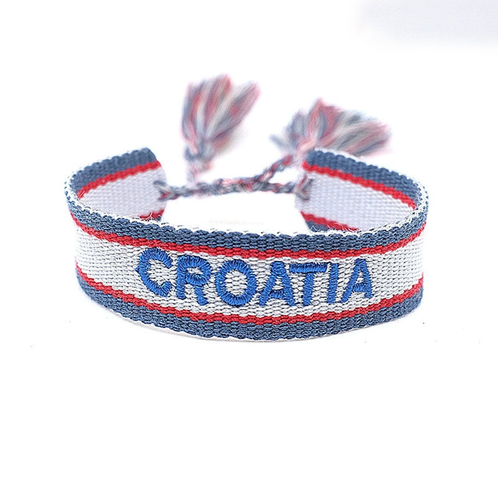 boho handmade adjustable cord women country flag color sports competition country bracelet jewelry