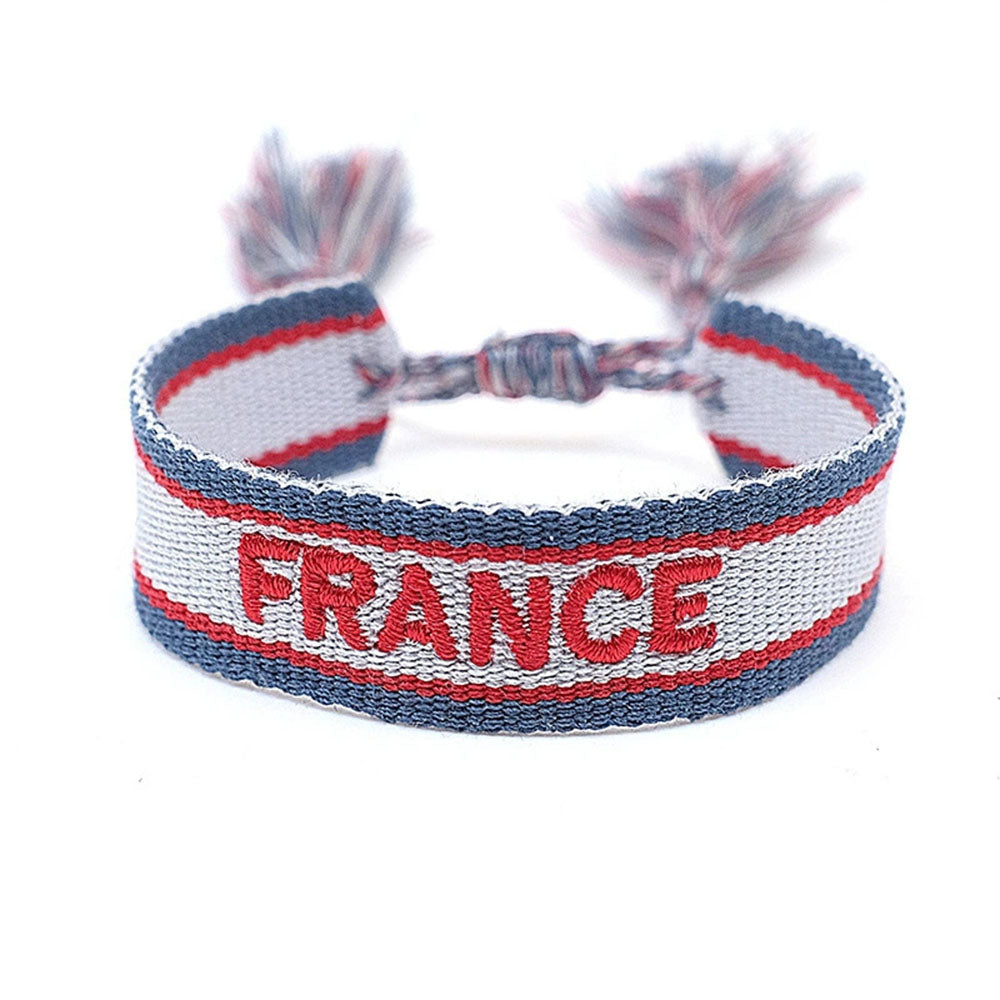 boho handmade adjustable cord women country flag color sports competition country bracelet jewelry