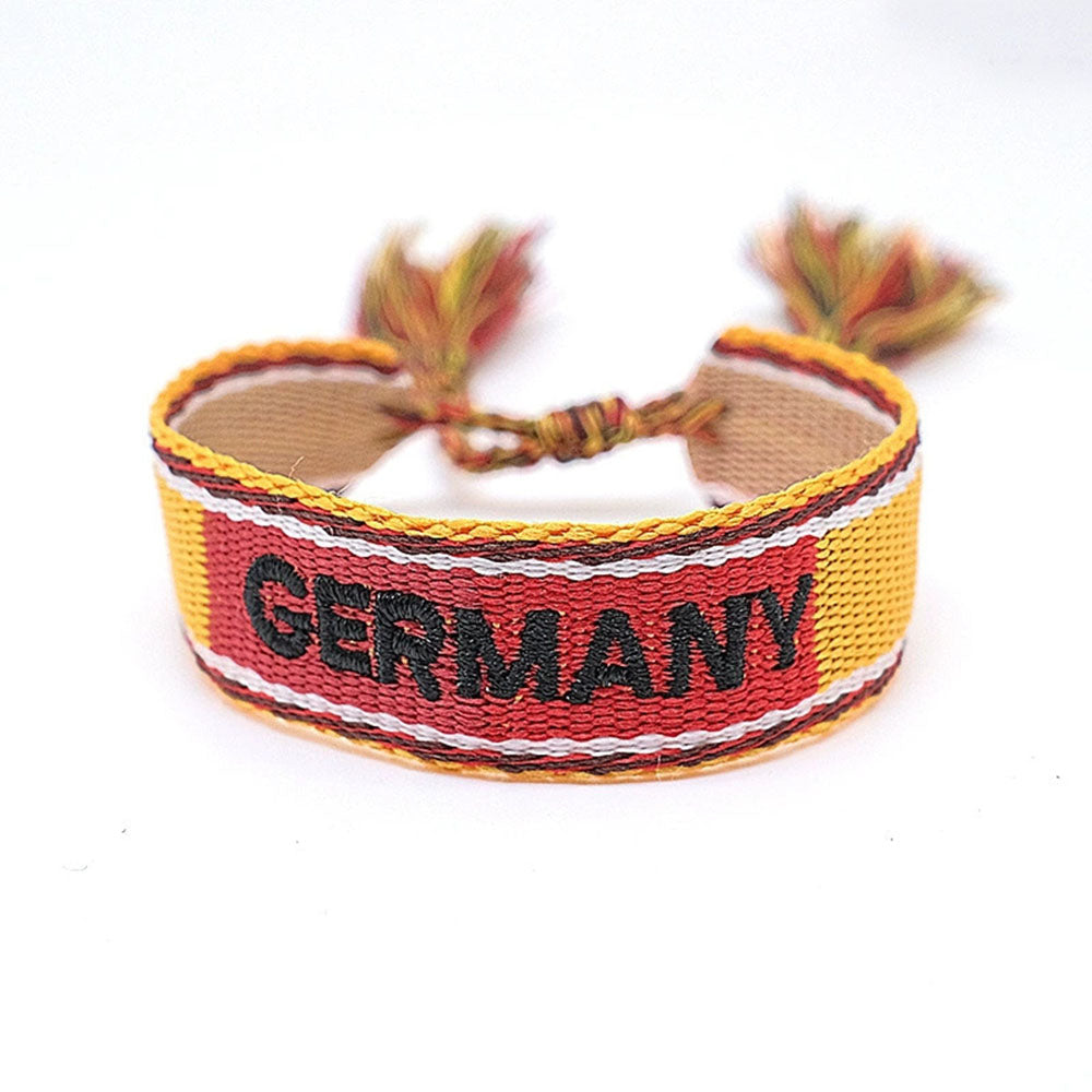 boho handmade adjustable cord women country flag color sports competition country bracelet jewelry