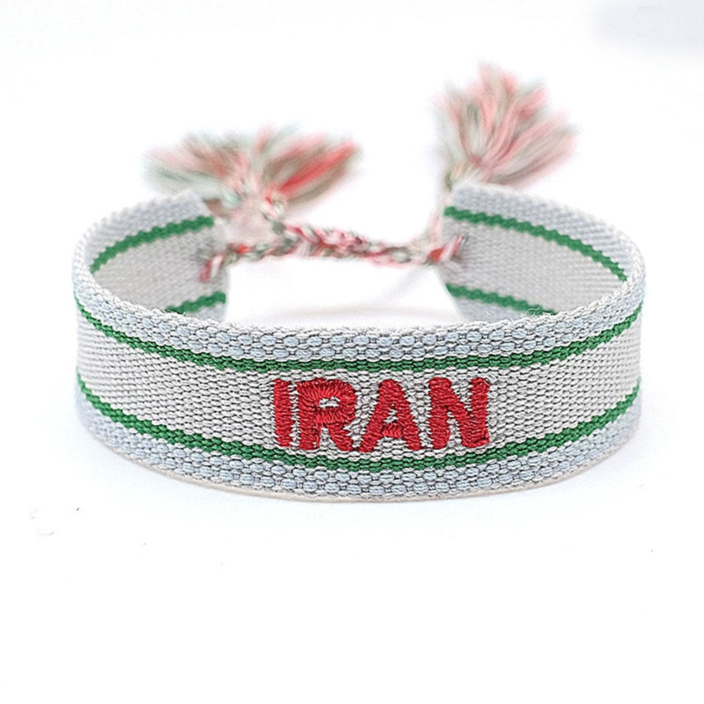 boho handmade adjustable cord women country flag color sports competition country bracelet jewelry