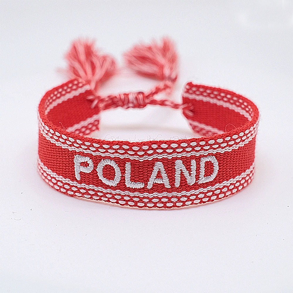 boho handmade adjustable cord women country flag color sports competition country bracelet jewelry