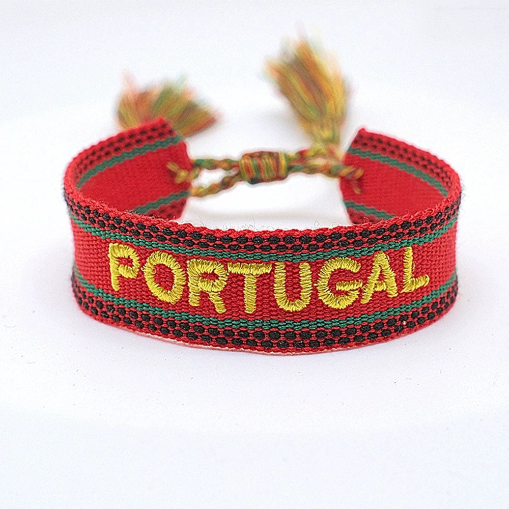 boho handmade adjustable cord women country flag color sports competition country bracelet jewelry