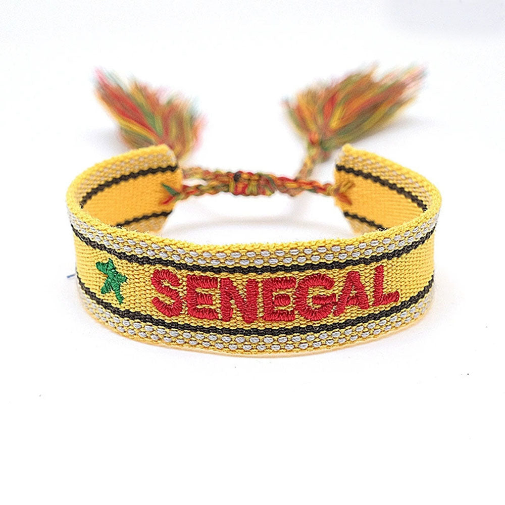 boho handmade adjustable cord women country flag color sports competition country bracelet jewelry