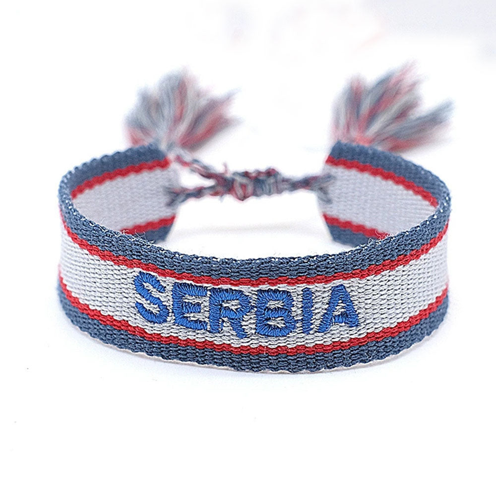 boho handmade adjustable cord women country flag color sports competition country bracelet jewelry