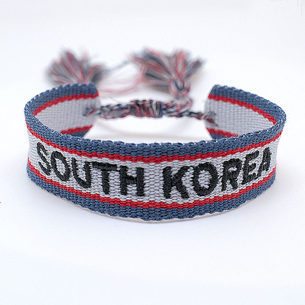 boho handmade adjustable cord women country flag color sports competition country bracelet jewelry