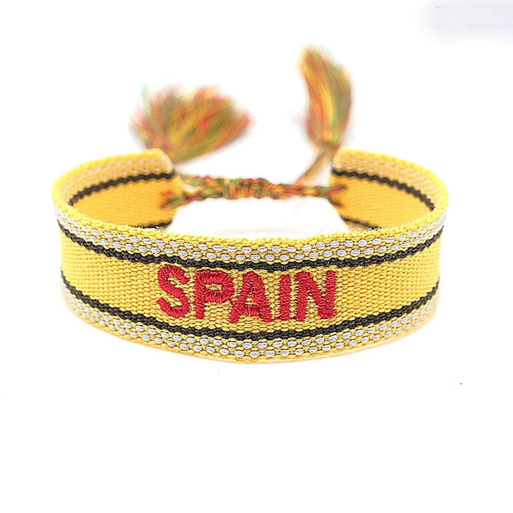 boho handmade adjustable cord women country flag color sports competition country bracelet jewelry