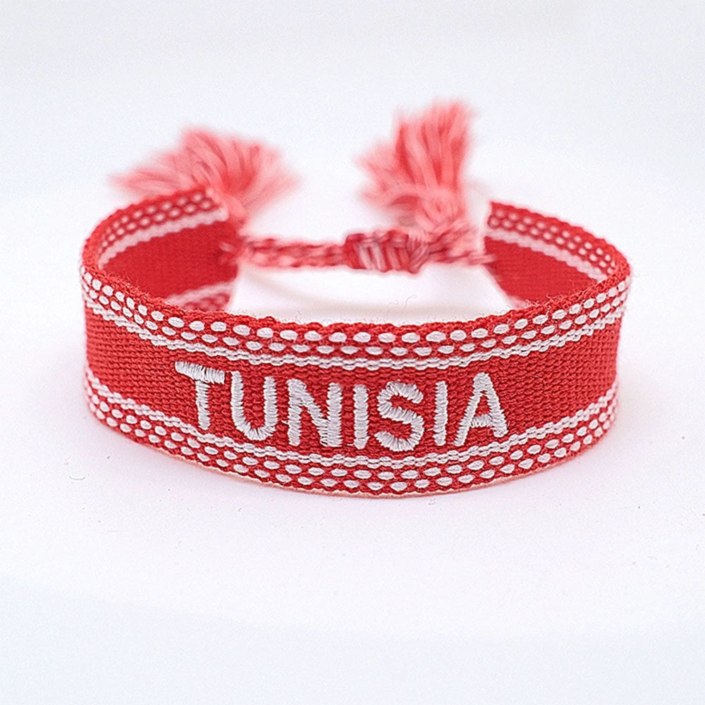 boho handmade adjustable cord women country flag color sports competition country bracelet jewelry