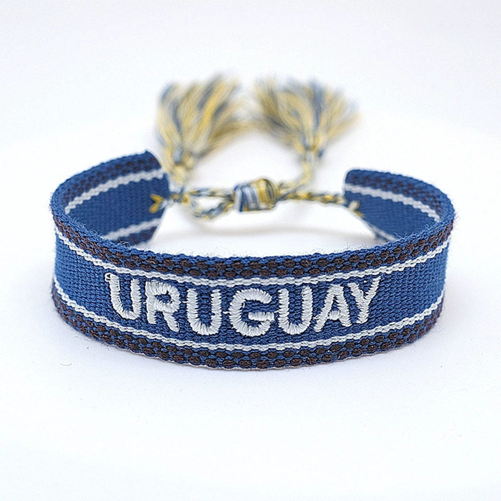 boho handmade adjustable cord women country flag color sports competition country bracelet jewelry