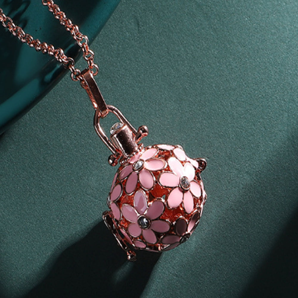 alloy aromatherapy aroma essential perfume oil differser chim ball pendant necklace diffuser enamel flower charm no chain