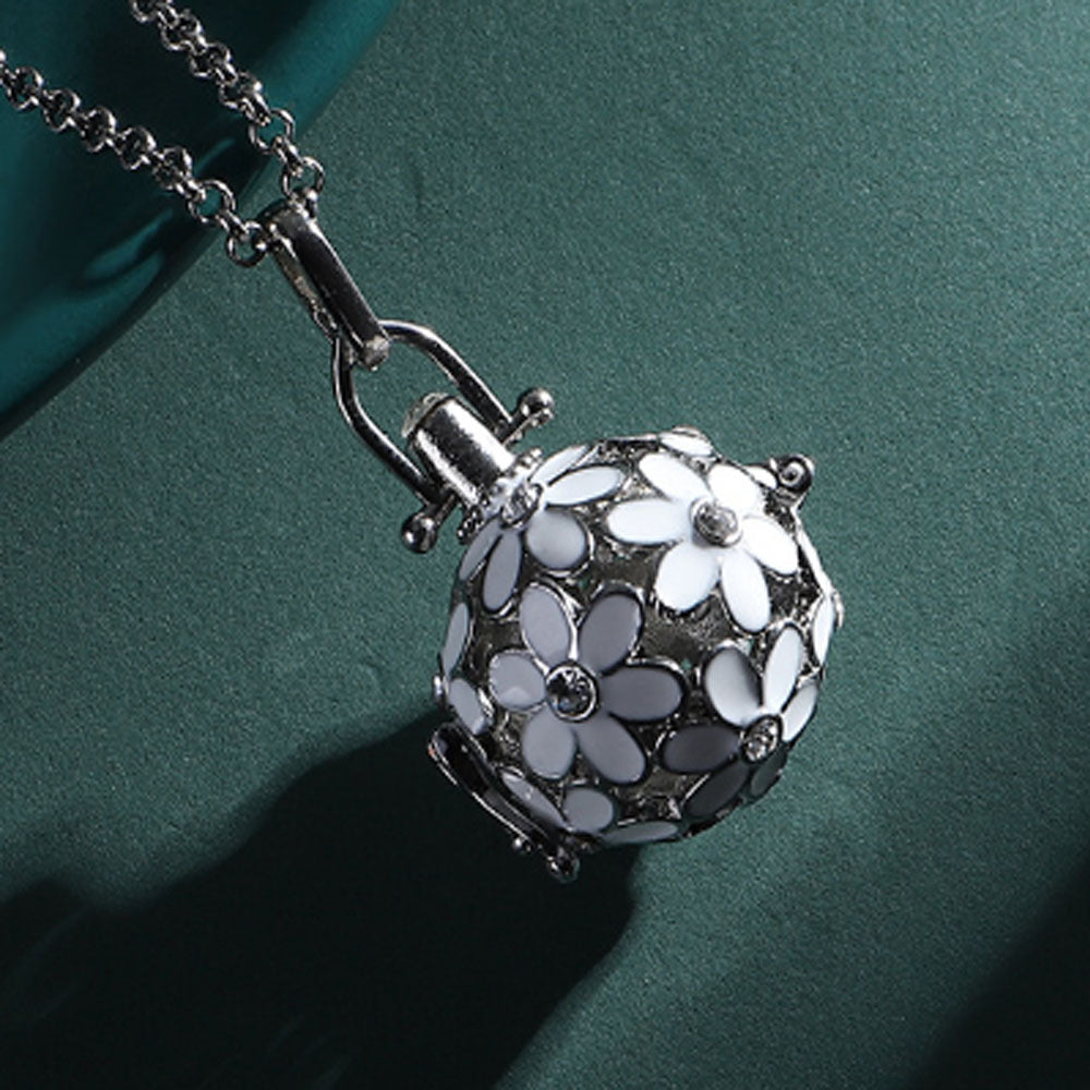 alloy aromatherapy aroma essential perfume oil differser chim ball pendant necklace diffuser enamel flower charm no chain