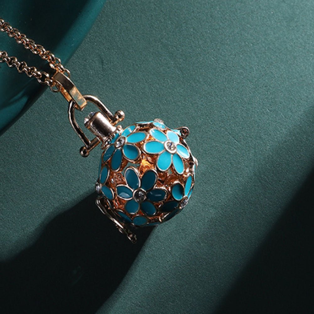 alloy aromatherapy aroma essential perfume oil differser chim ball pendant necklace diffuser enamel flower charm no chain