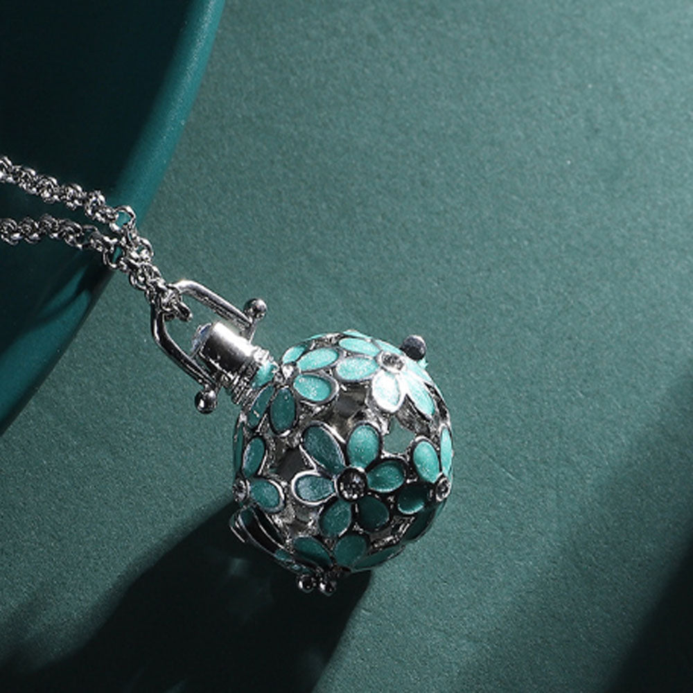 alloy aromatherapy aroma essential perfume oil differser chim ball pendant necklace diffuser enamel flower charm no chain
