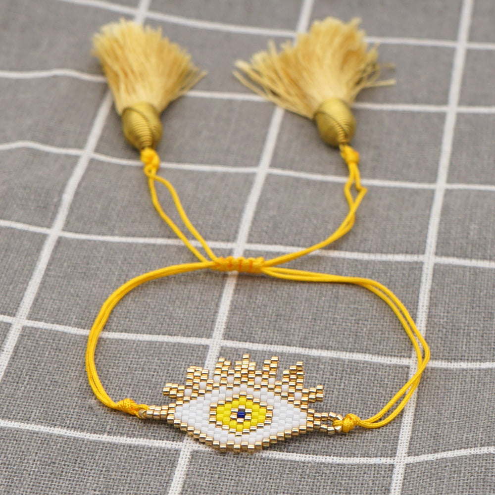 Wholesale fashion Pure handmade miyuki delica beads beaded evil eyes charm adjustable bracelet China Manufacturer Supplier