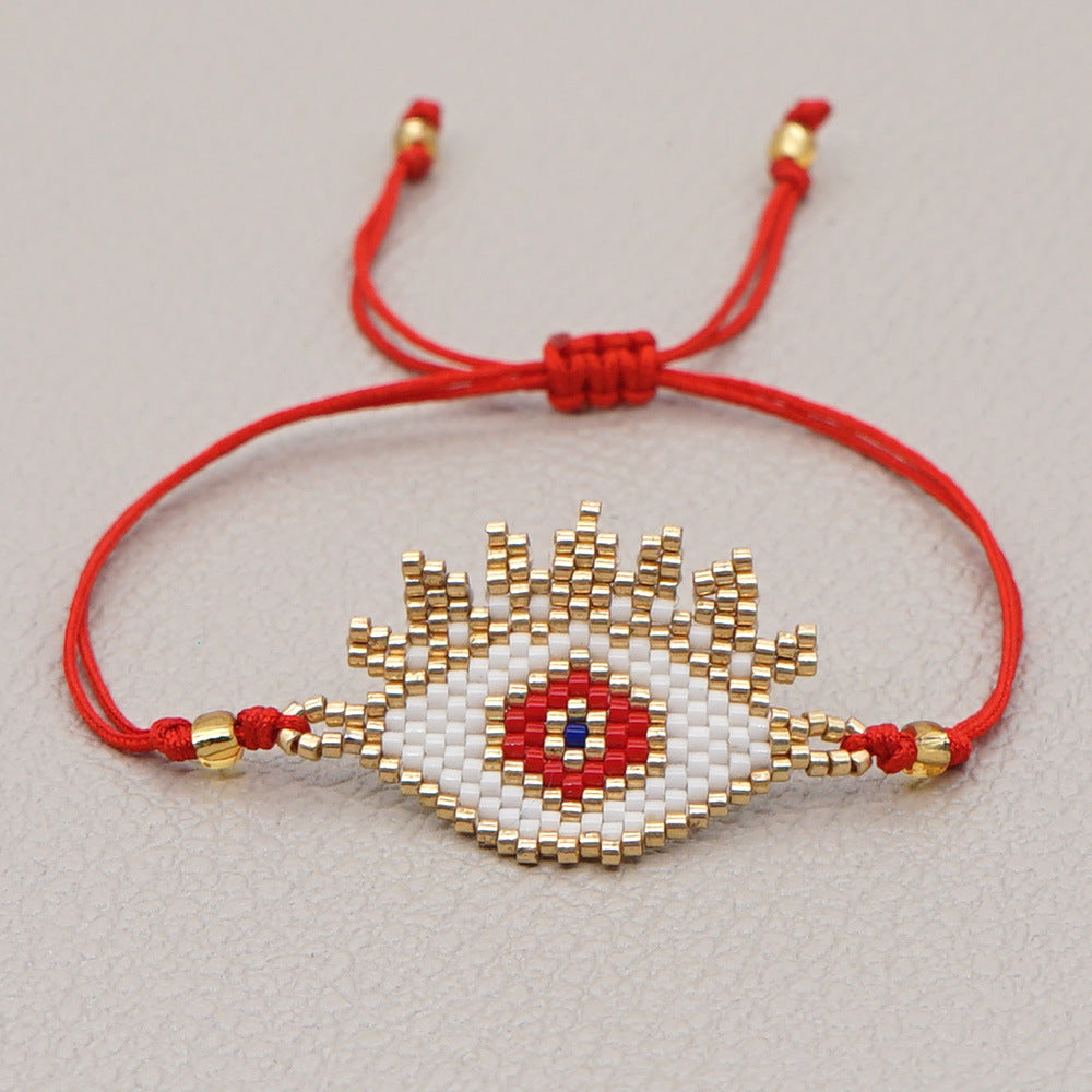 Wholesale fashion Pure handmade miyuki delica beads beaded evil eyes charm adjustable bracelet China Manufacturer Supplier