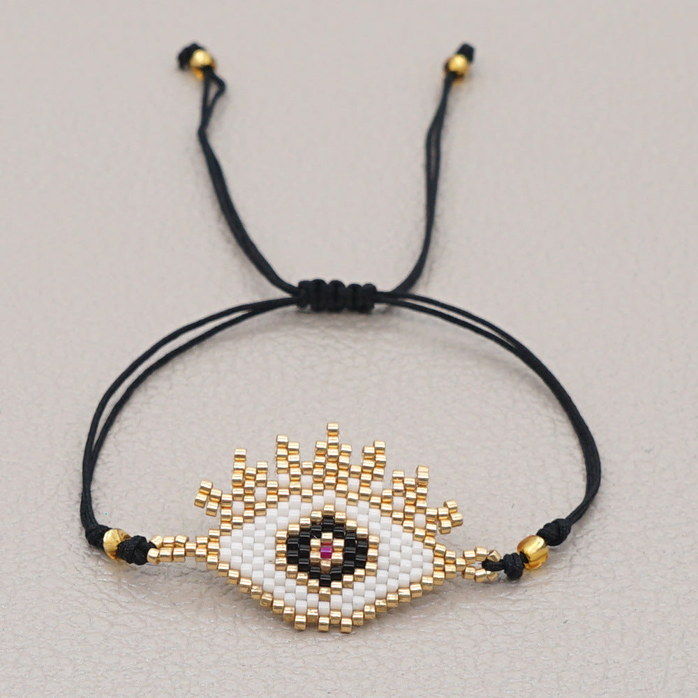 Wholesale fashion Pure handmade miyuki delica beads beaded evil eyes charm adjustable bracelet China Manufacturer Supplier