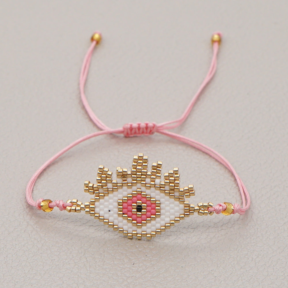 Wholesale fashion Pure handmade miyuki delica beads beaded evil eyes charm adjustable bracelet China Manufacturer Supplier