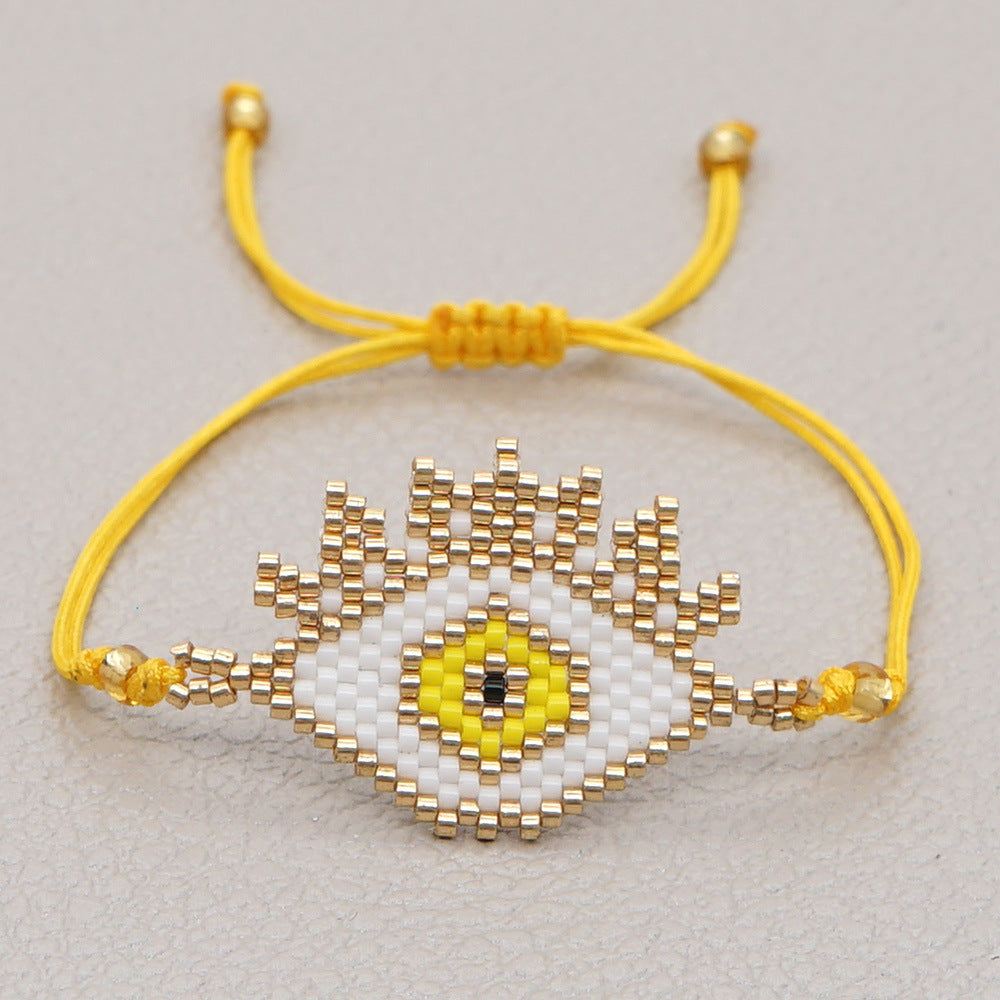 Wholesale fashion Pure handmade miyuki delica beads beaded evil eyes charm adjustable bracelet China Manufacturer Supplier