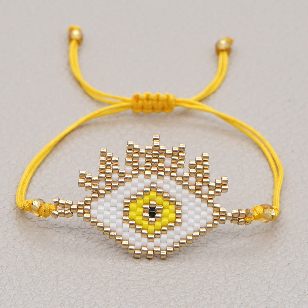 Wholesale fashion Pure handmade miyuki delica beads beaded evil eyes charm adjustable bracelet China Manufacturer Supplier