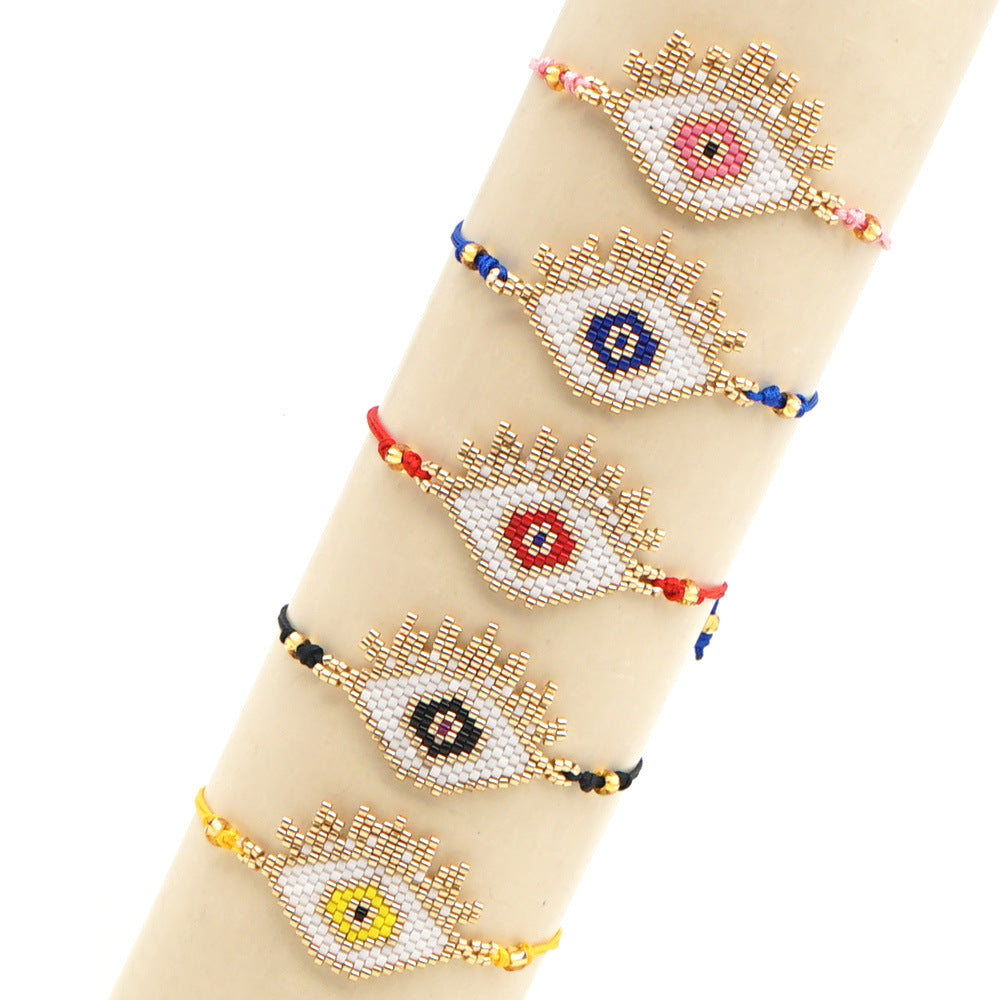 Wholesale fashion Pure handmade miyuki delica beads beaded evil eyes charm adjustable bracelet China Manufacturer Supplier