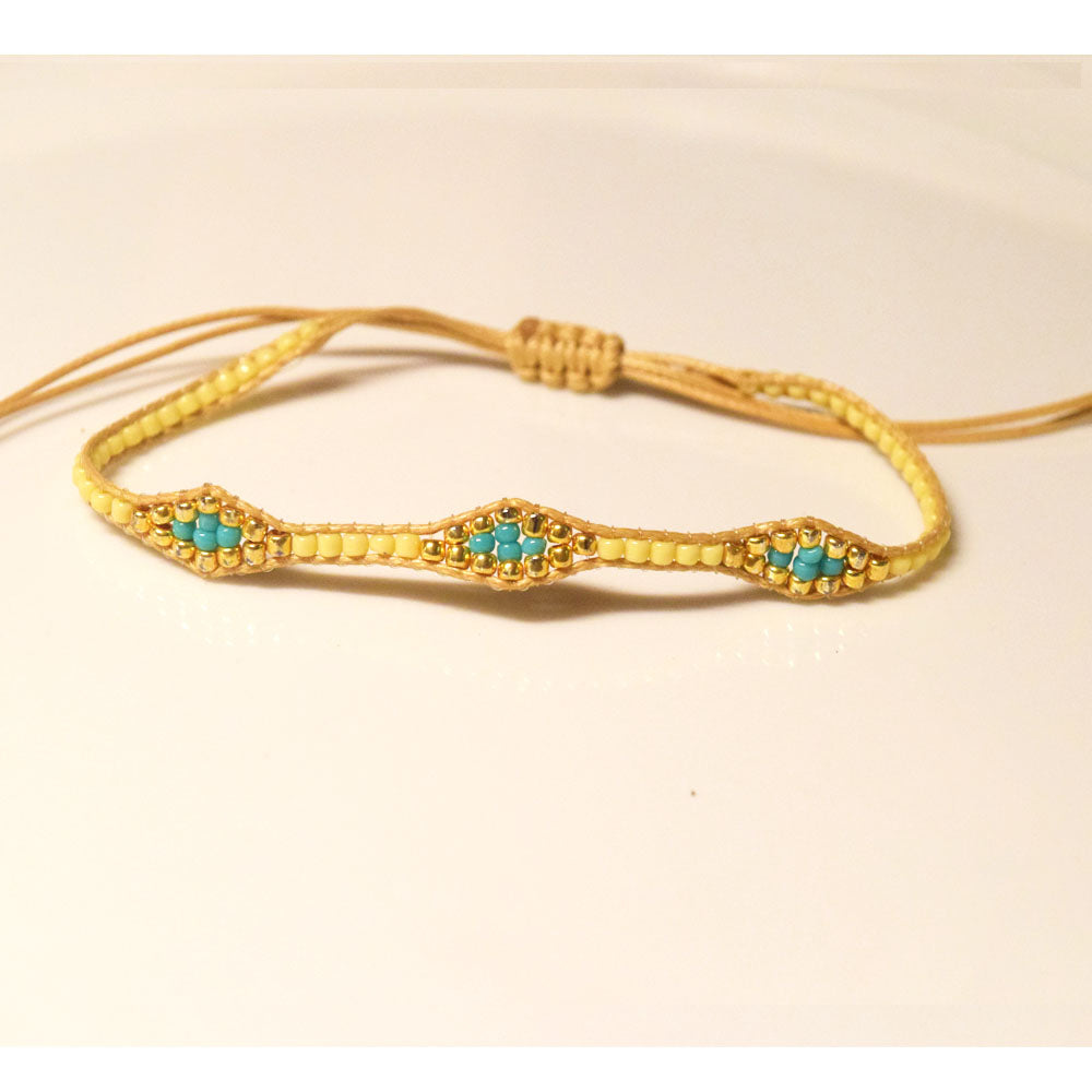 fashion glass seed beaded woven bohemian elegant charm woven jewelry stack bracelets blue handmade