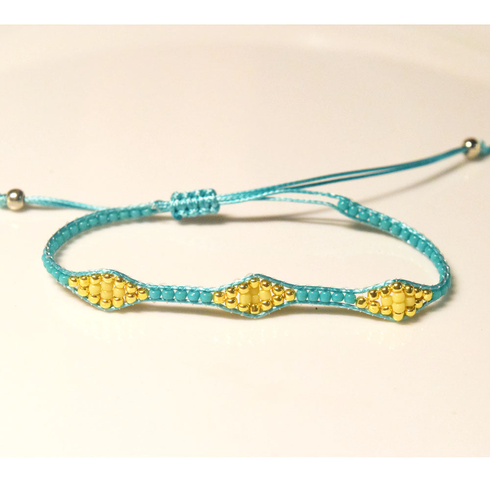 fashion glass seed beaded woven bohemian elegant charm woven jewelry stack bracelets blue handmade