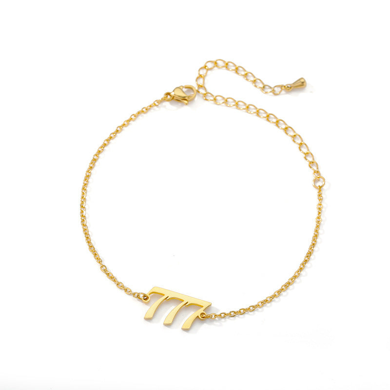 fashion stainless steel angel number charm link chain bracelet jewelry chain wholesaler supplier